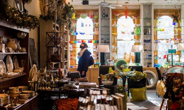 Browsing Peppercorn's kitchen and decor emporium