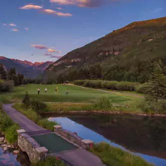 alpenglow on the gore range from vail golf club photo