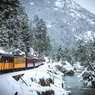 cascade canyon winter train photo