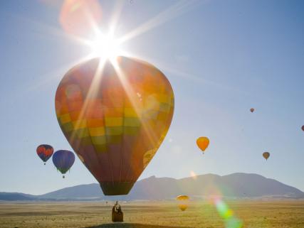 Colorful balloons soar in the morning sunlight - Colorado Springs, CO