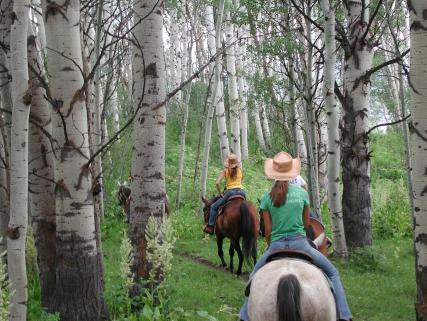 Horseback riding through the aspens at a Colorado dude and guest ranch