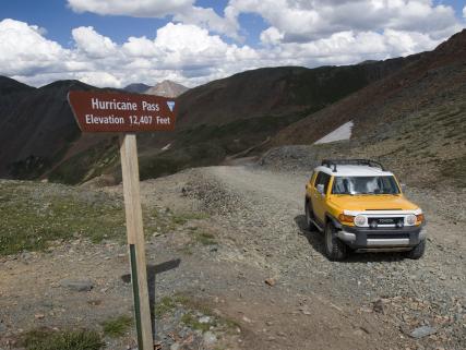 A truck four wheels on Hurricane Pass - near Silverton, CO