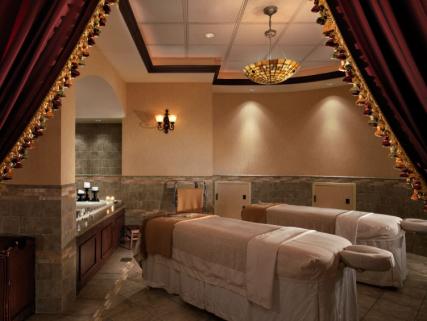 A dimly lit treatment room at The Spa at The Brown Palace - Denver, CO