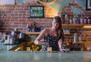 Bartender at Wood's High Mountain Distillery in Salida