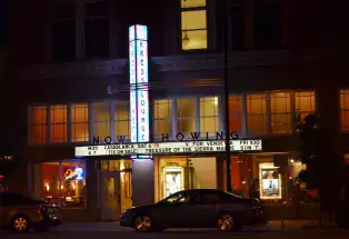 Outside shot of an Art Deco cinema marquee