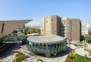 View of the Denver Art Museum's three buildings