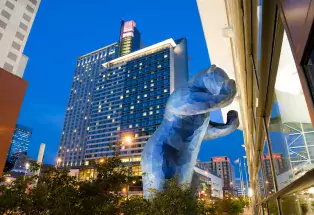 The Big Blue Bear sculpture at the Colorado Convention Center