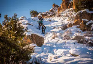 Two winter fat bikers hit snowy, red-rock trails in Gunnison