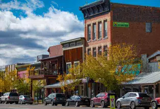 The colorful storefronts of downtown Gunnison