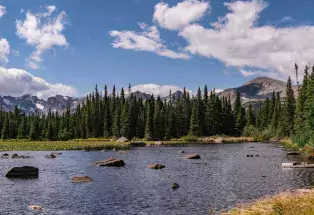 A sunny day on Brainard Lake Recreation Area near Boulder