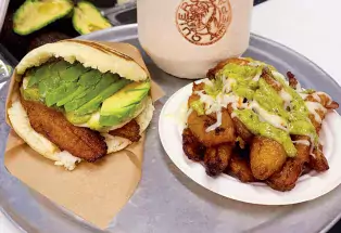 Arepas with plantains, avocado and avocado salsa from Quiero Arepas in Boulder and Denver