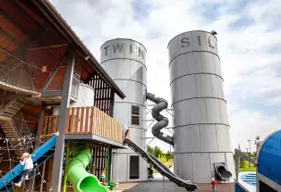 Two silos and a playground