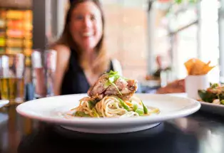 A pasta dish at a fine dining restaurant in downtown Boulder