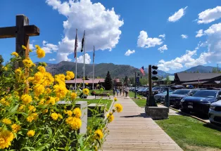 Historical boardwalks of Grand Avenue in Grand Lake, Colorado