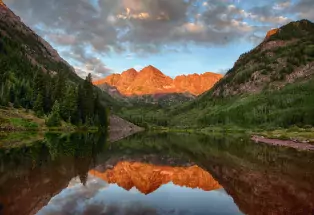 A serene mountain lake