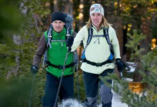 Snowshoeing through Boulder pines