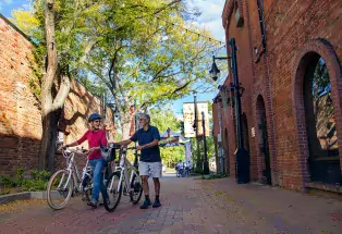 Biking in downtown Longmont 