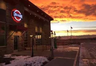 Collision Brewery Comapny with mountain views in Longmont