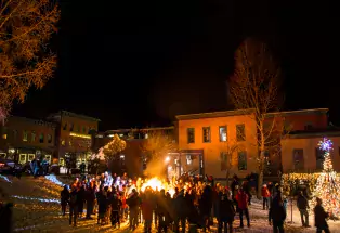 crowd gathered at Ullr's Ceremonial Ski Burning in Telluride