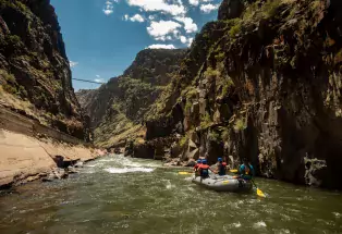 Paddling towards the famous Royal Gorge Bridge