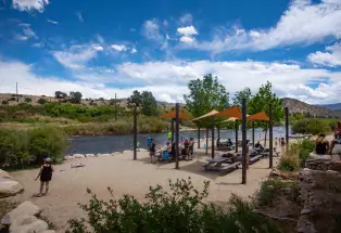 Relaxing at The Browns Canyon Riverside Grill at River Runners