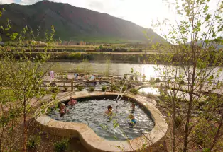 Soaking pools at Iron Mountain Hot Springs