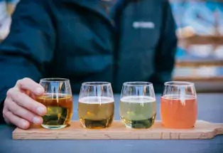 Tasting flight at Stem Ciders