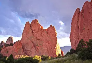 Sunset hitting mountains in Colorado Springs