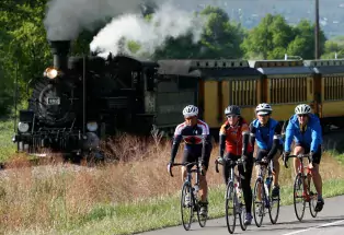 Cycling alongside the Durango train