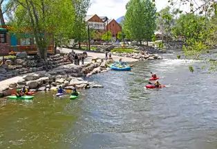 The Arkansas River flows through downtown Salida