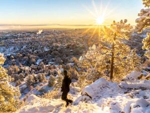 Sunrise hike in winter Sunrise hike in winter