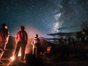 DCR 2022 Summer stargazing People at a campsite looking at the Milky Way at night