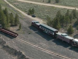 Train riding scenic route near Leadville Train riding scenic route near Leadville